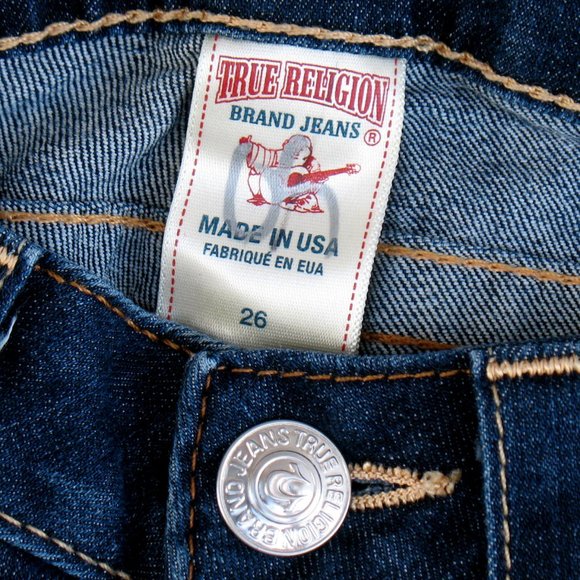True Religion Boot Cut Dark Wash Flap Pocket Sz 26 - Picture 5 of 8